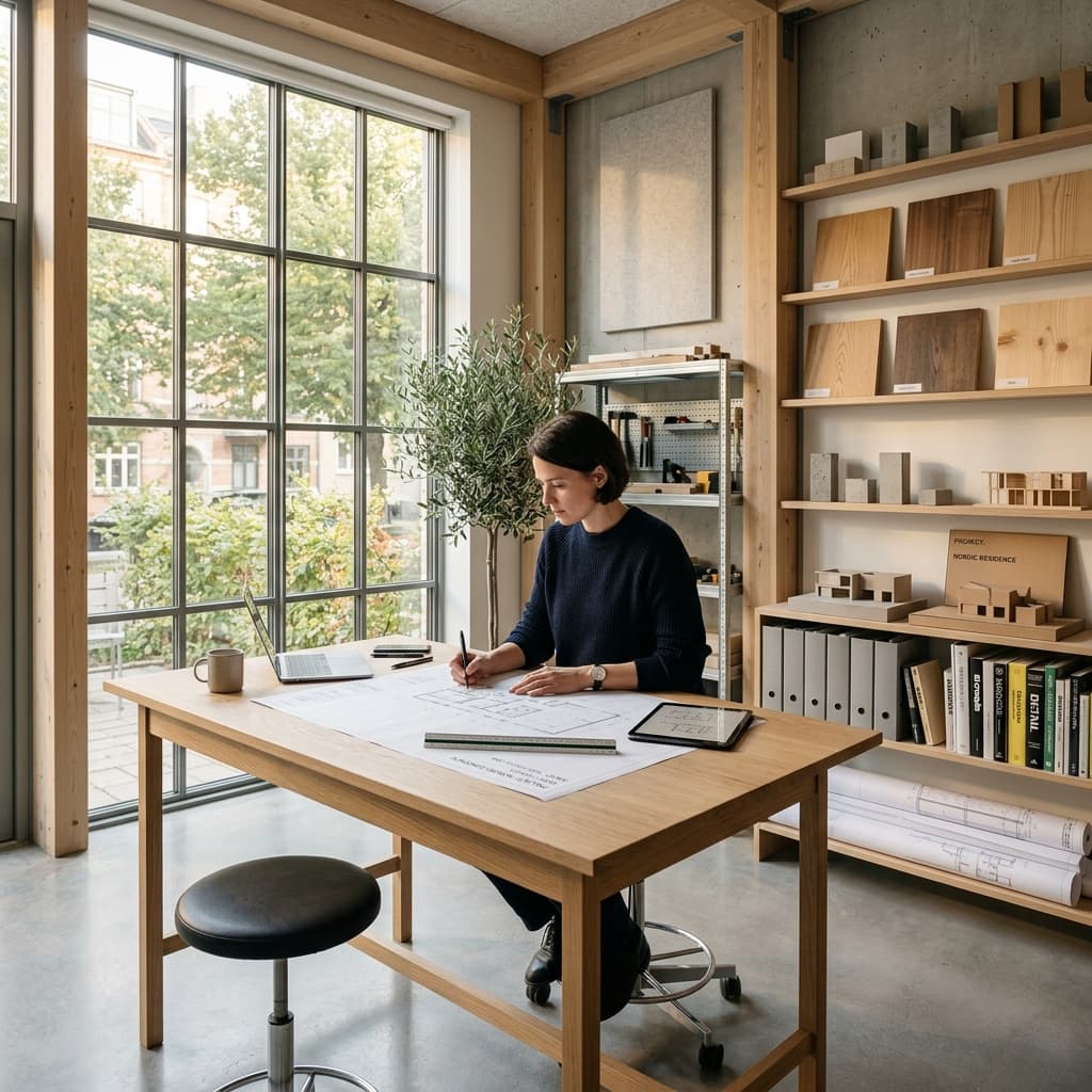 Studio iDevia design workspace drafting table